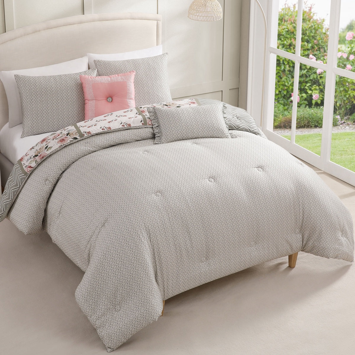  Bebejan Bebejan Sage Serenity 5 Piece Reversible Comforter Set - QUEEN - Bonton