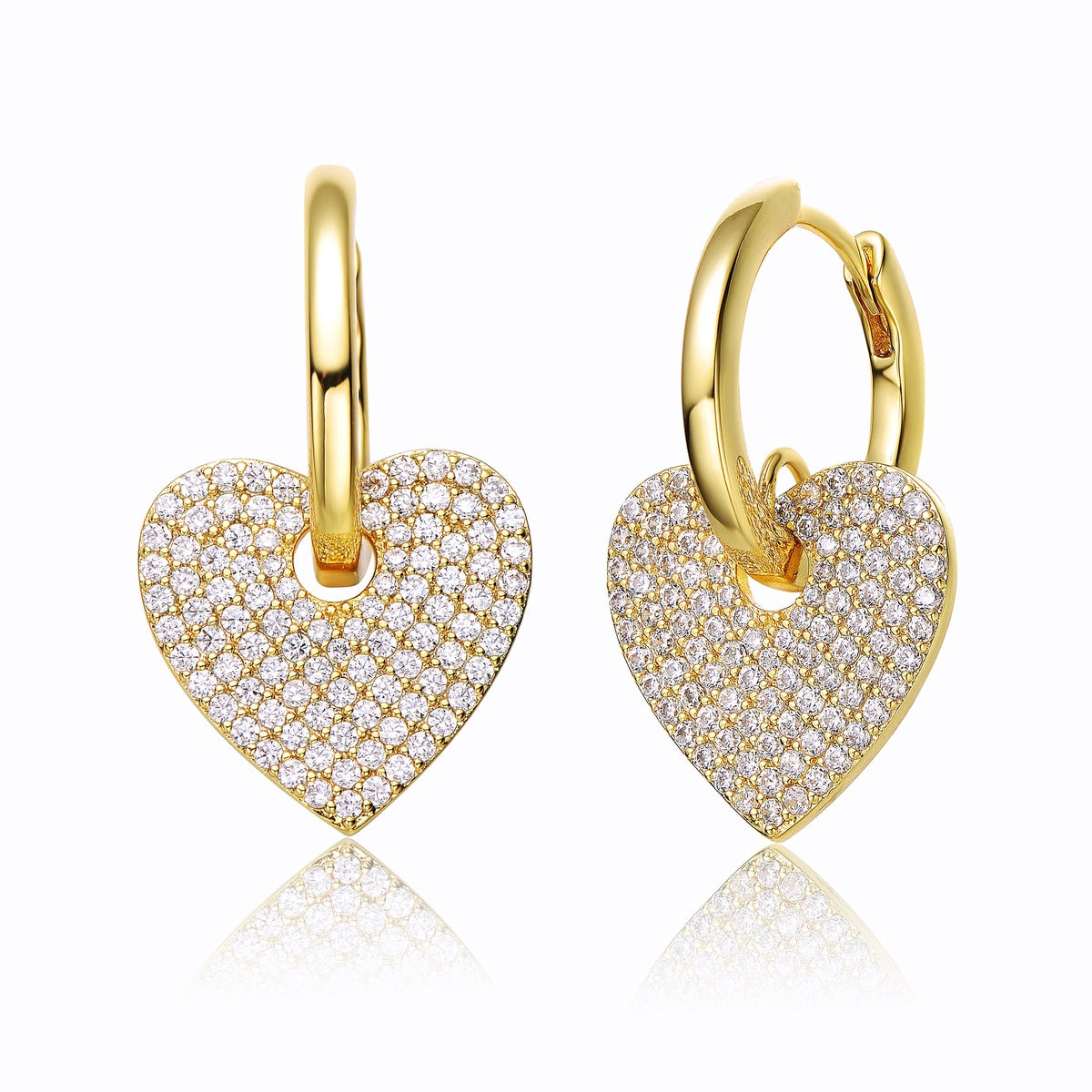  Rachel Glauber RG 14k Yellow Gold Plated With Cubic Zirconia Heart Dangle Infinity Hoop Drop Earrings - Default Title - Bonton