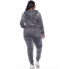 Plus Size 2 Piece Velour Tracksuit Set