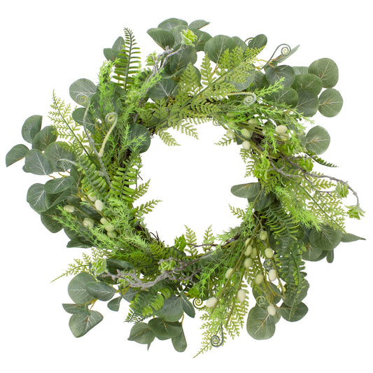 Eucalyptus and Foliage Springtime Floral Wreath  Green 21"