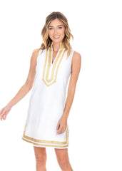 White/Gold Sleeveless Terry Tunic