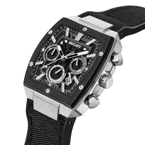 Ducati Chrono Watch Blk  Silicon Nylon Strap