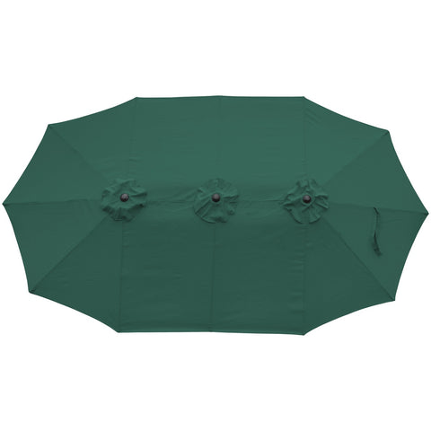 15' Outdoor Patio Market Umbrella With Hand Crank  Green