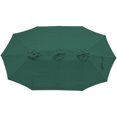 15' Outdoor Patio Market Umbrella With Hand Crank  Green