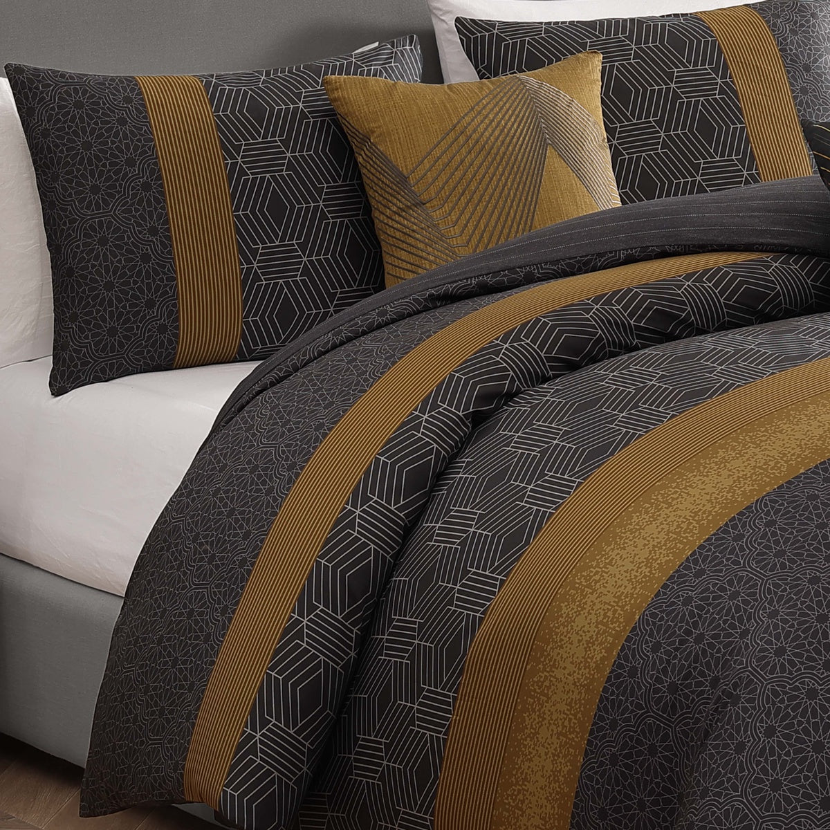  Bebejan Bebejan Golden Hex 5 Piece Reversible Comforter Set - QUEEN - Bonton