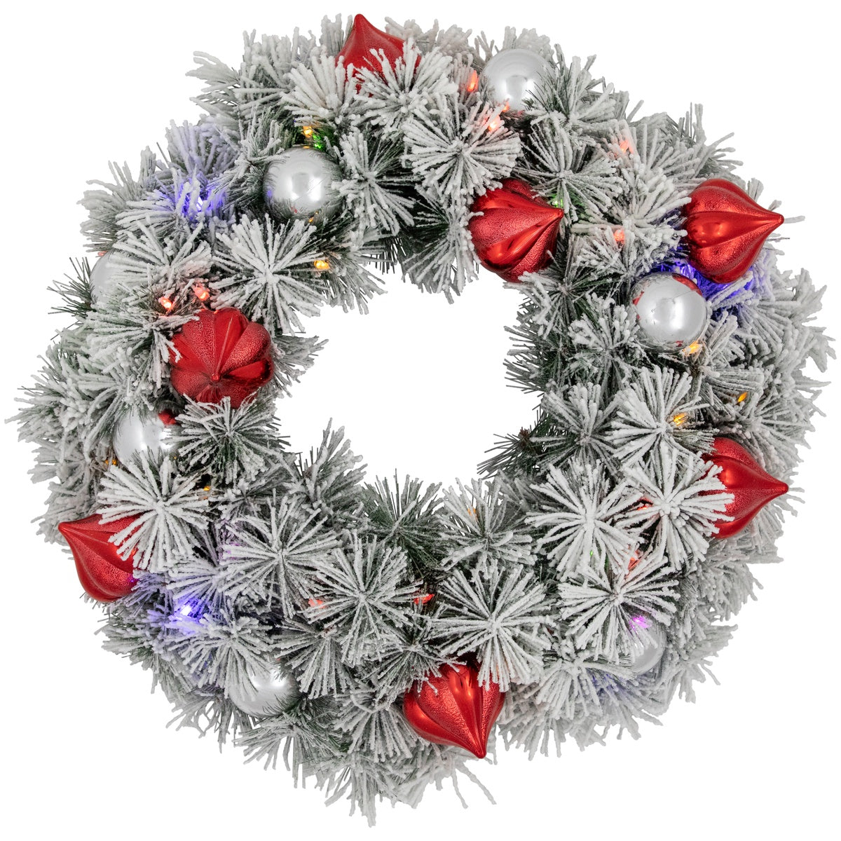  Northlight Pre-Lit Battery Operated Snowy Bristle Pine Christmas Wreath - 24