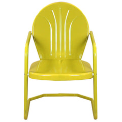 34-Inch Outdoor Retro Tulip Steel Armchair  Yellow