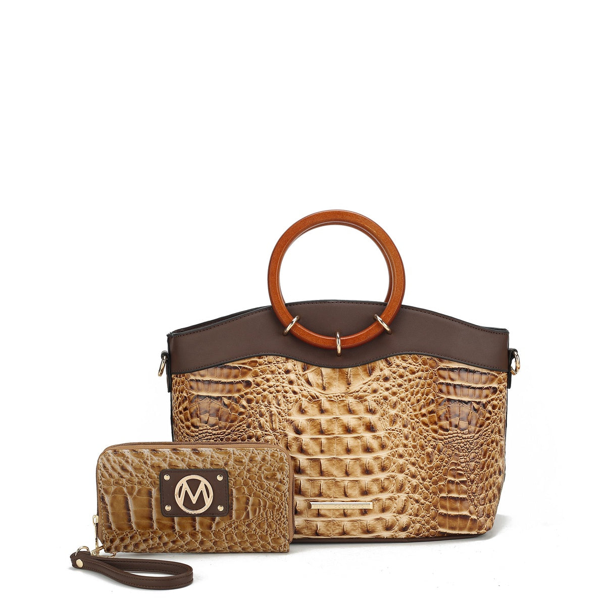  MKF Collection Phoebe Tote Bag and Wallet Set - Croco Black - Bonton