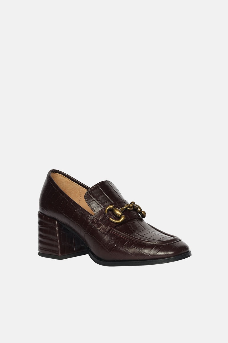  Saint G Isha Croco - Heeled Loafers - Dark Cherry - Bonton