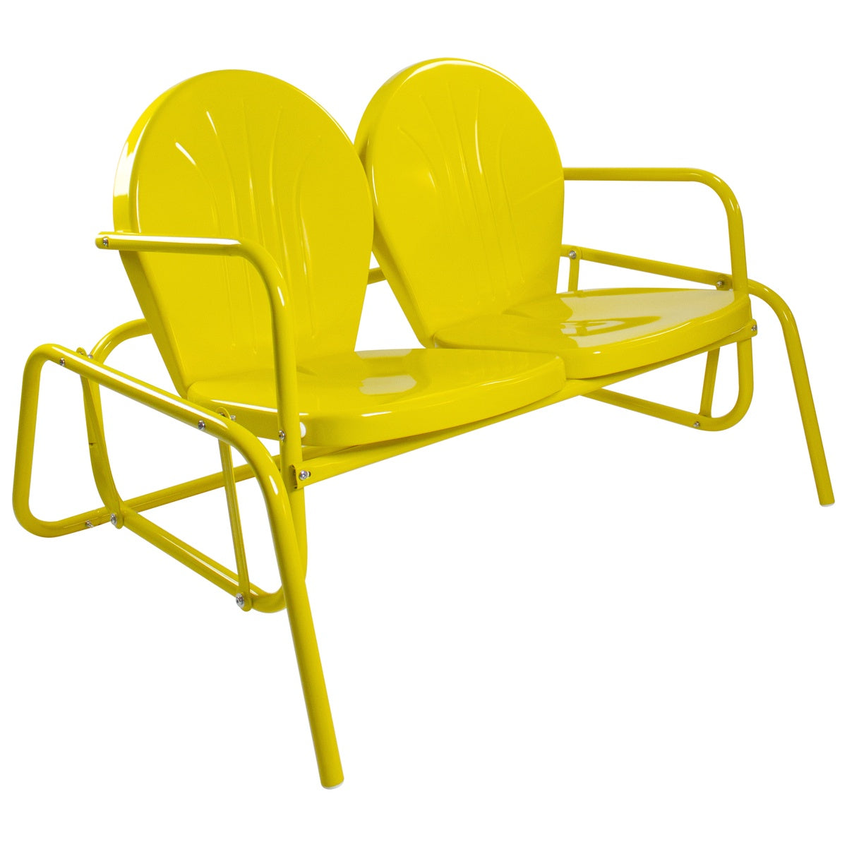  Northlight 2-Person Outdoor Retro Metal Tulip Double Glider Patio Chair  Yellow - Yellow - Bonton