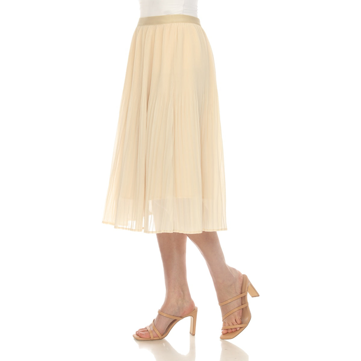  White Mark Women's Chiffon Pleated Midi Skirt - S - Bonton