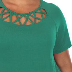 Plus Size Crisscross Cutout Short Sleeve Top