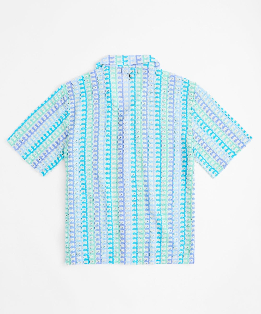  Reason Clothing Textured Knit Short Sleeve Button Down Shirt - Light Blue - MULTI - Bonton
