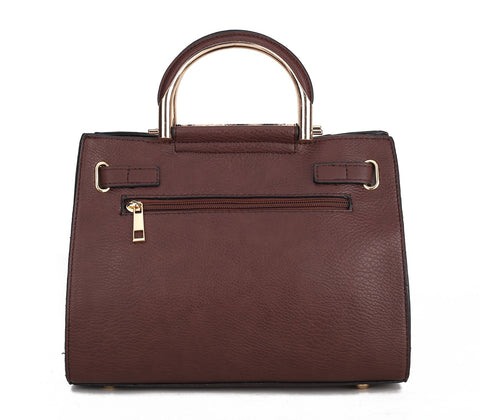 Cassia Snake Embossed Vegan Leather Womens Satchel Handbag