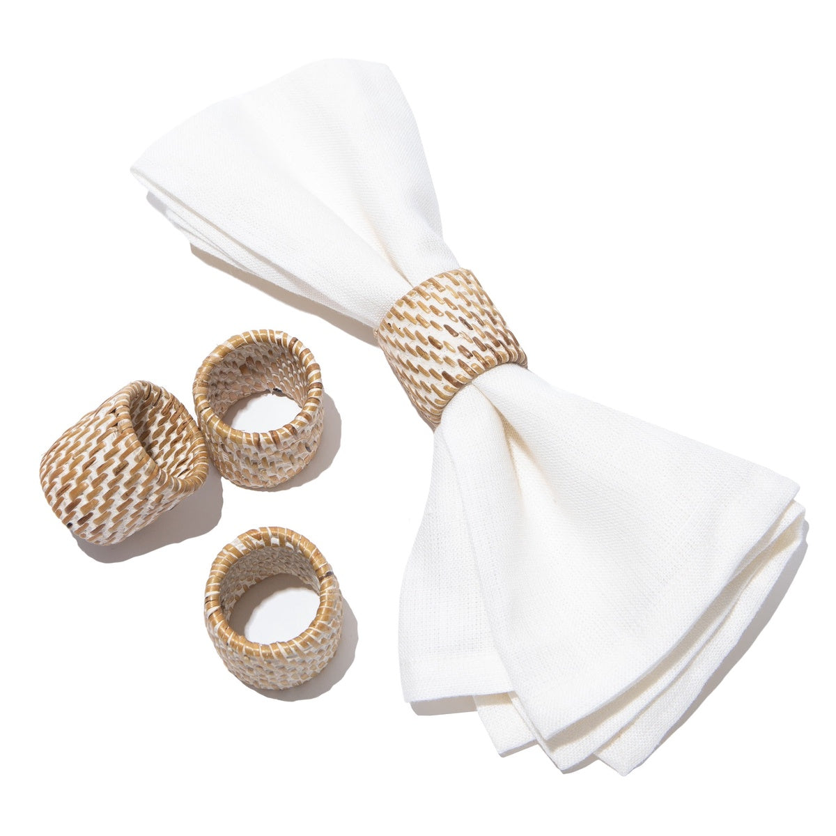  Caravan Everyday White Wash Napkin Ring  - Set of 4 - Default Title - Bonton