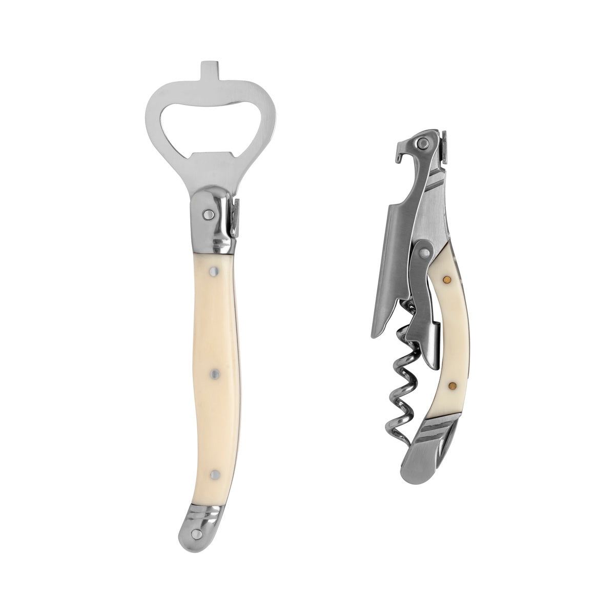  French Home Laguiole Barware Bottle Opener & Corkscrew Set With Faux Ivory Handles - Default Title - Bonton