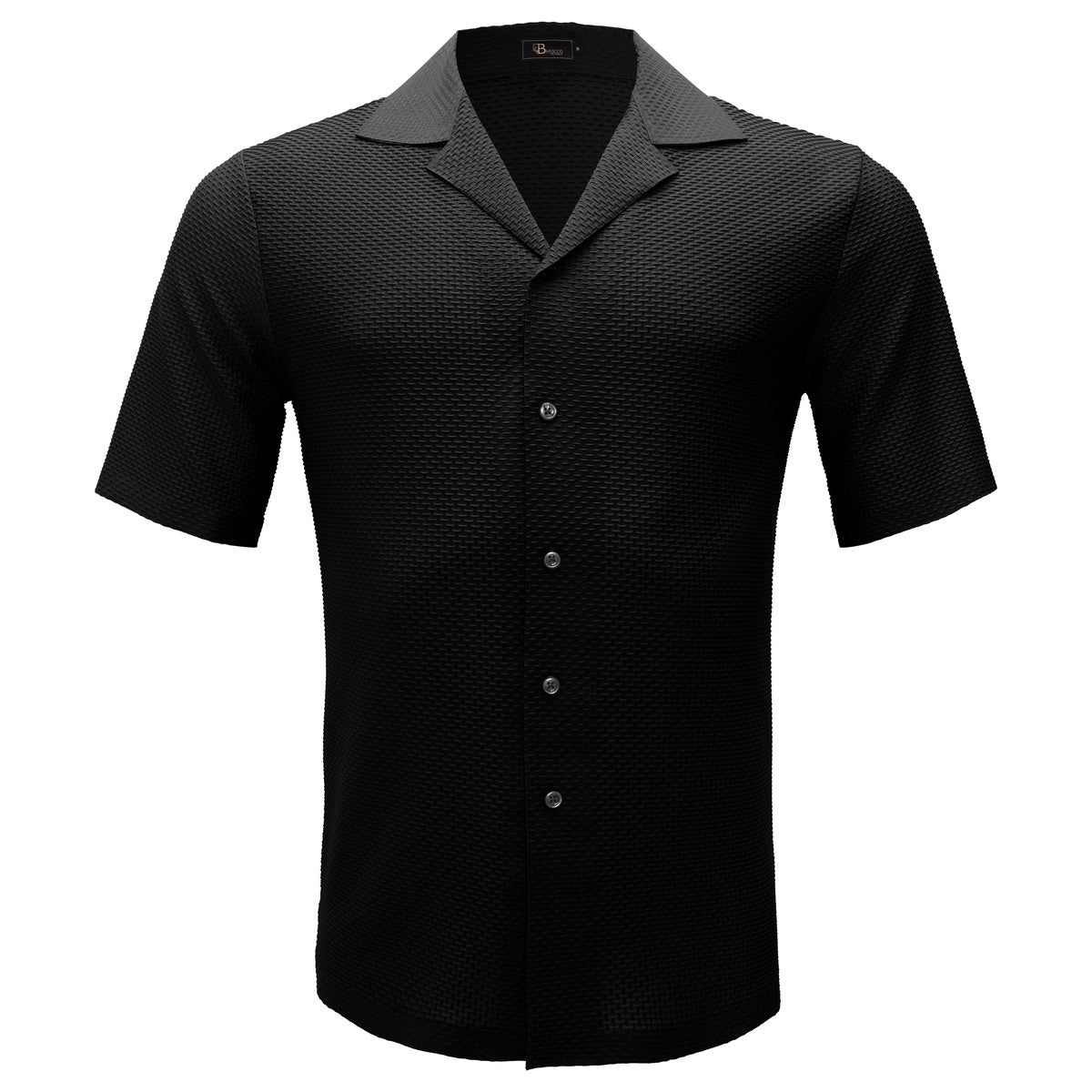  Barocco Athens Nights Short-Sleeve Button-Up Shirt BLACK - BLACK - Bonton