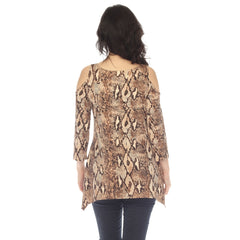 Women's Snake Print Cold Shoulder Tunic