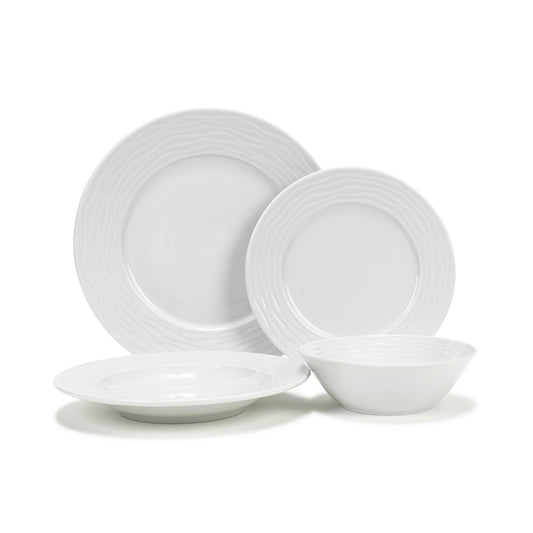 White Wave, Porcelain 16-Piece Dinnerware Set