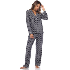 Women's Long Sleeve Heart Print Pajama Set