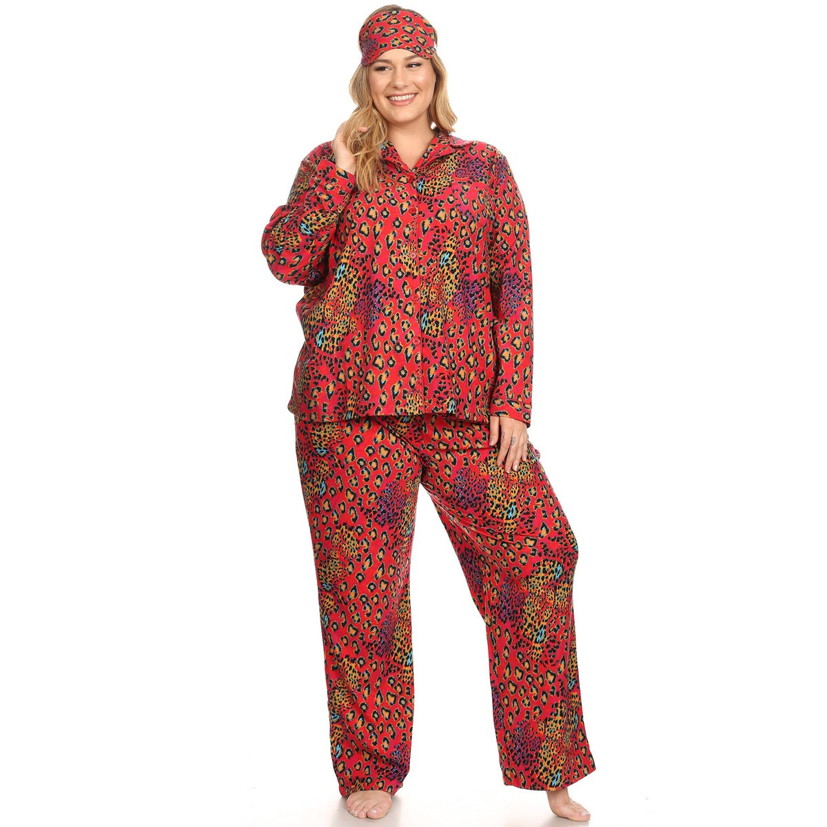  White Mark Plus Size Three-Piece Pajama Set - 1X - Bonton