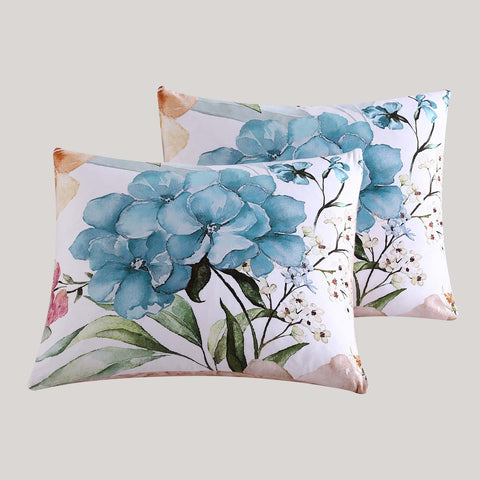Maia Blue 100% Cotton 5-Piece Reversible Comforter Set