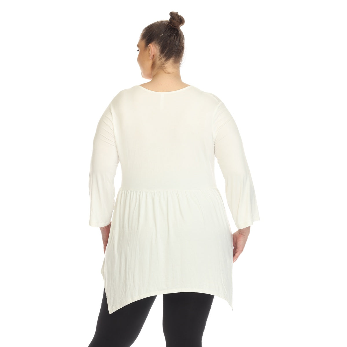  White Mark Plus Size Empire Waist V-Neck Tunic Top - 1X - Bonton