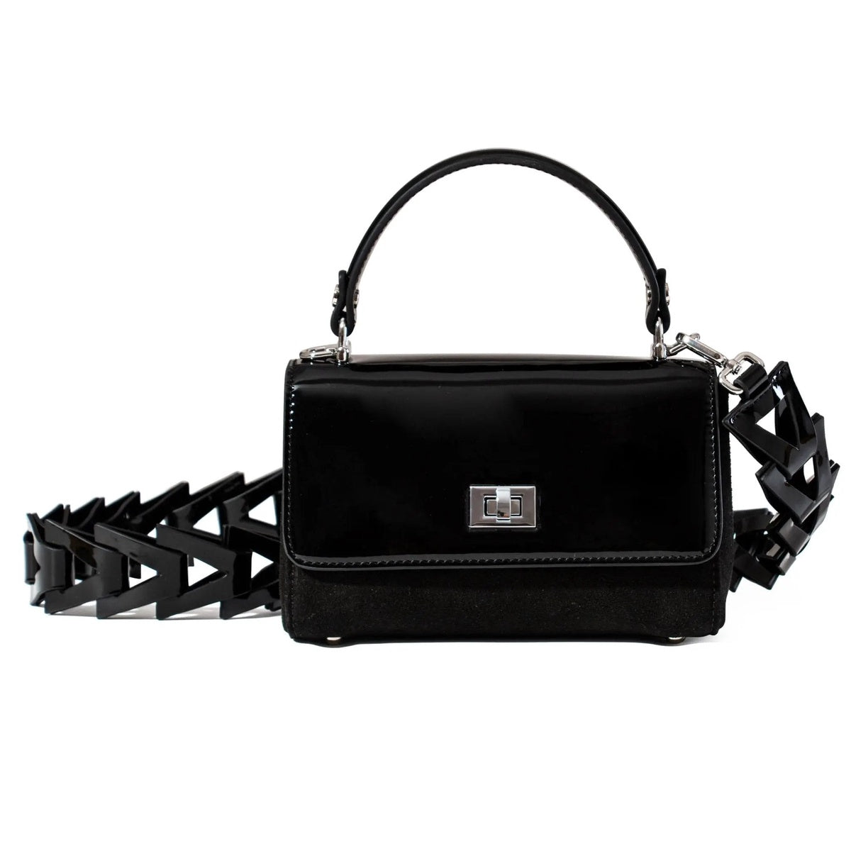  Jurgi Lili Bag - Black Patent & Suede - Black - Bonton