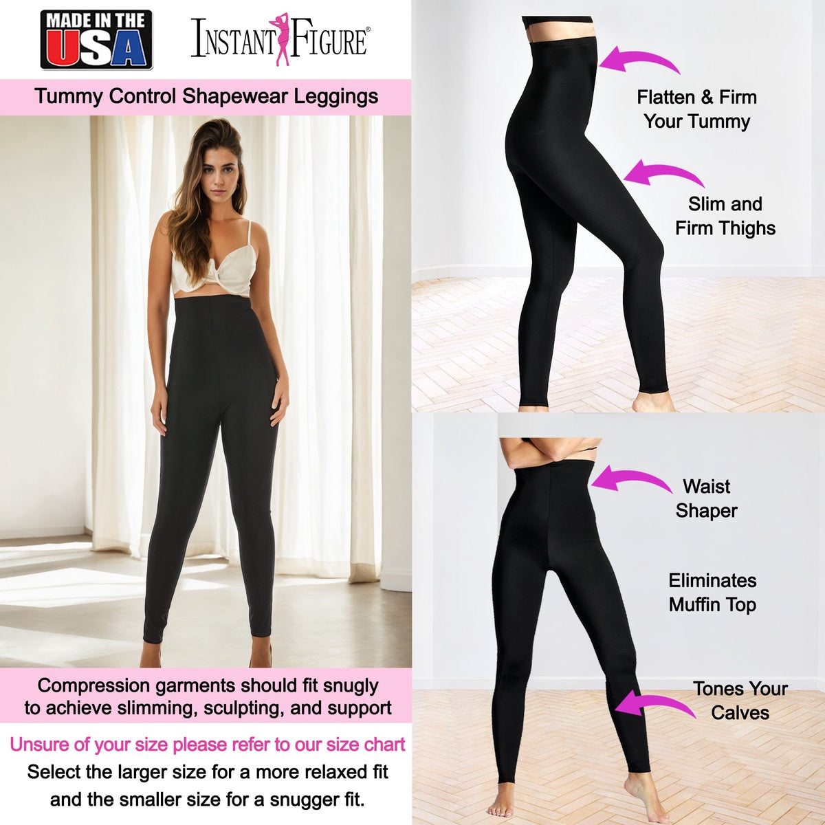  InstantFigure InstantFigure Tummy Control Shapewear Leggings WP40221 - Black - Bonton