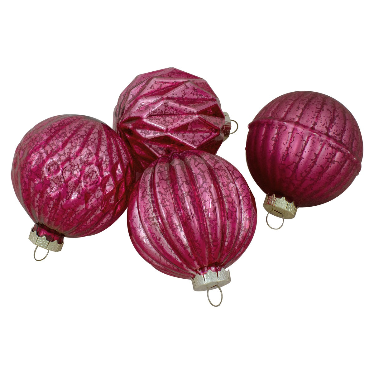  Northlight 12ct Pink Mercury Glass Style Glass Christmas Ornament Set 3