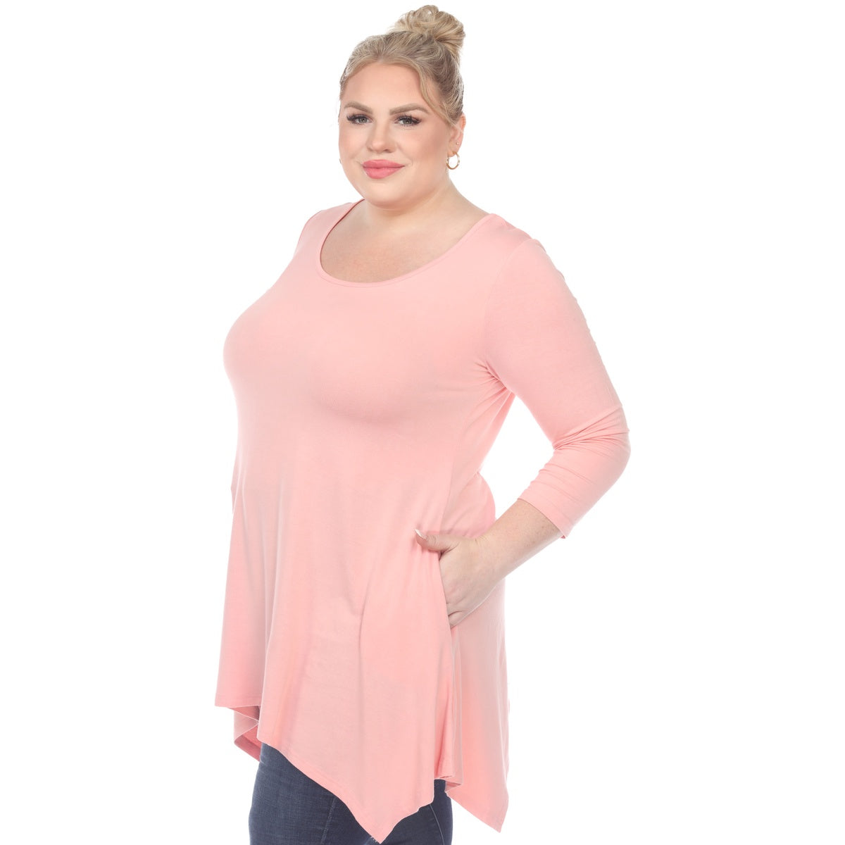  White Mark Plus Size Makayla Tunic Top - 1X - Bonton