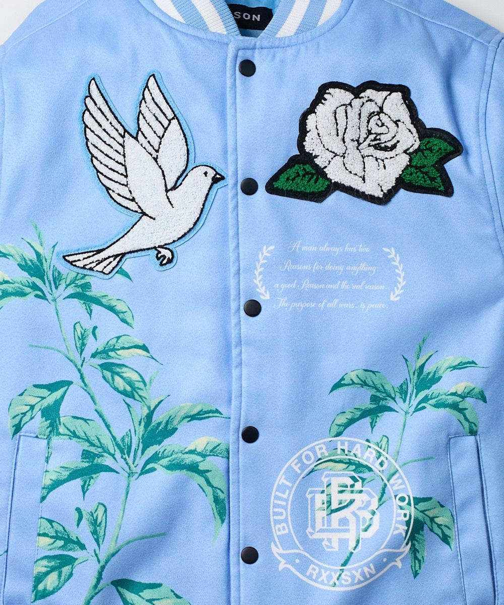  Reason Clothing Dove Wool Varsity Jacket - Light Blue - LIGHT BLUE - Bonton