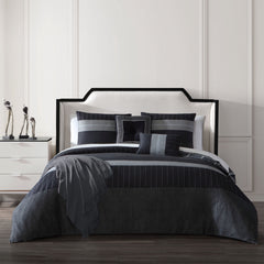 Kyle Black 100% Cotton 5-Piece Reversible Comforter Set