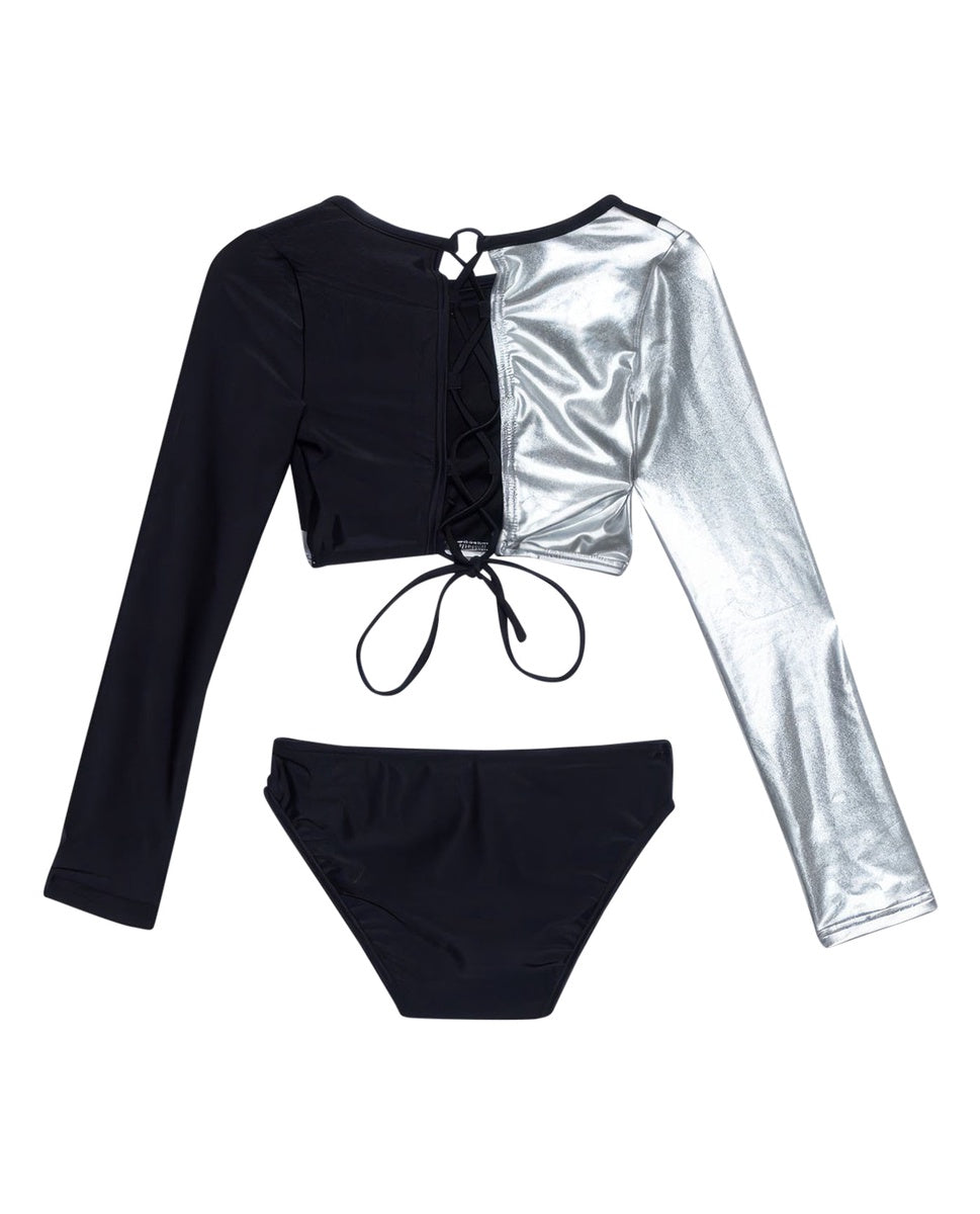  Gottex Kids Duo Long Sleeve Cropped Rash Guard Top and Bikini Bottom - GOTTEX KIDS DUO - Bonton