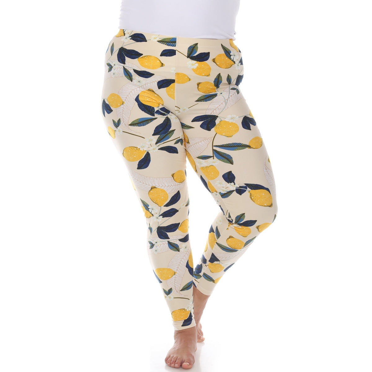  White Mark Plus Size Super Soft Tropical Printed Leggings - one size - Bonton