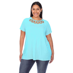 Plus Size Crisscross Cutout Short Sleeve Top