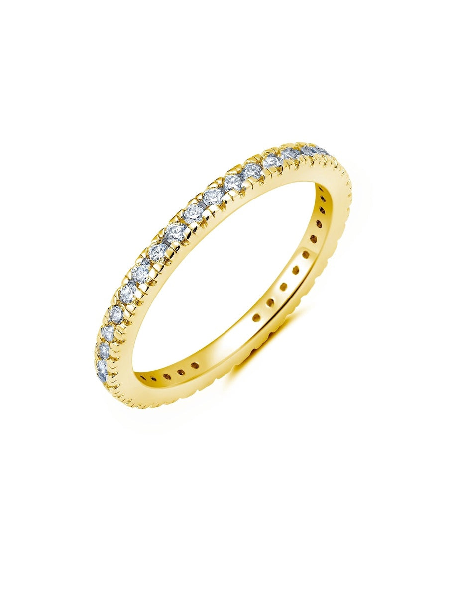  CRISLU Step Cut Eternity Band Finished in Yellow Gold - XX - Bonton