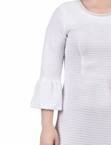 Petite 3/4 Length Pearl Detail Dress
