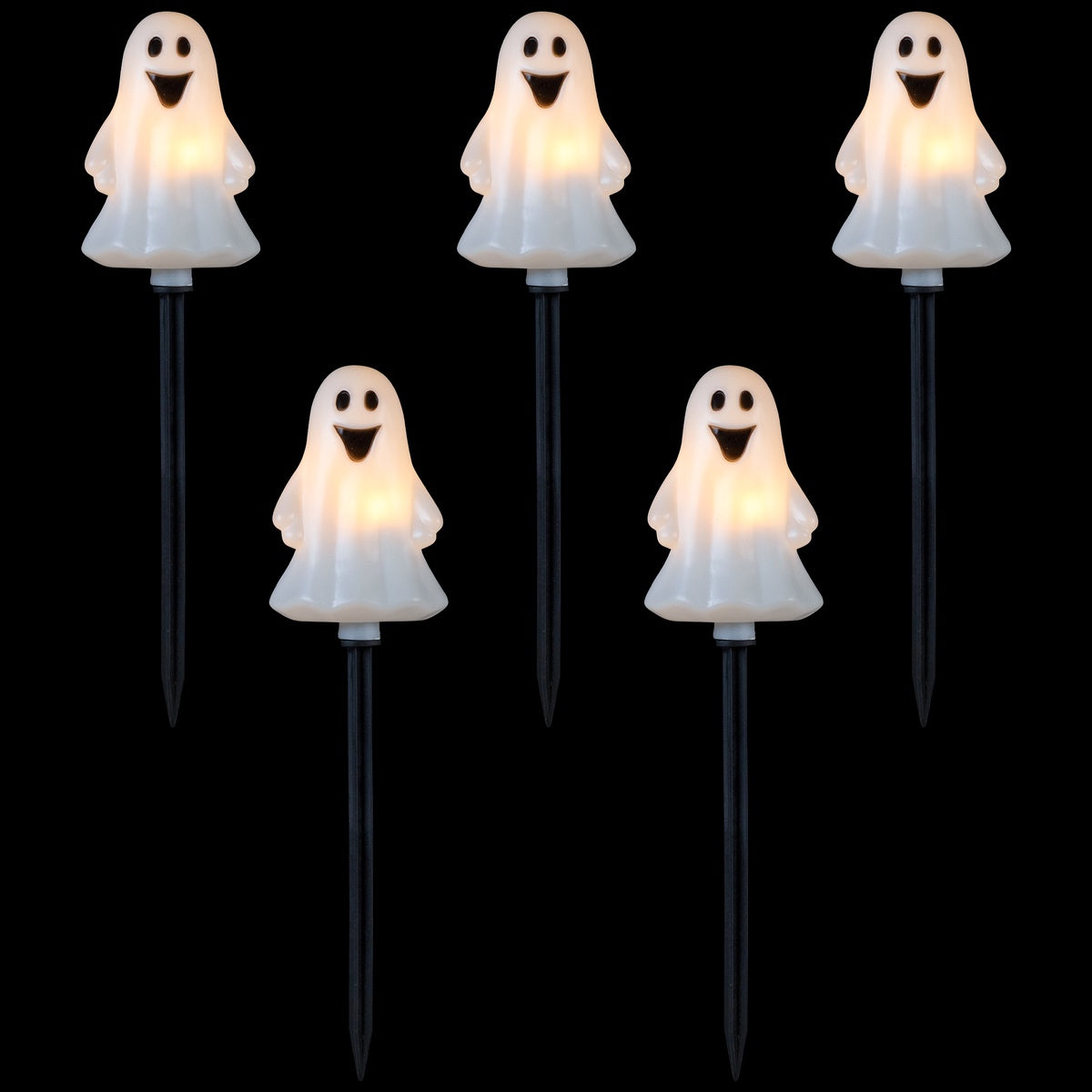  Northlight Set of 5 Ghost Shaped Halloween Pathway Markers - 3.75ft Black Wire - Default Title - Bonton
