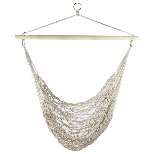 Natural Cotton Macrame Hammock Chair With Wooden Bar - 44" X 39"