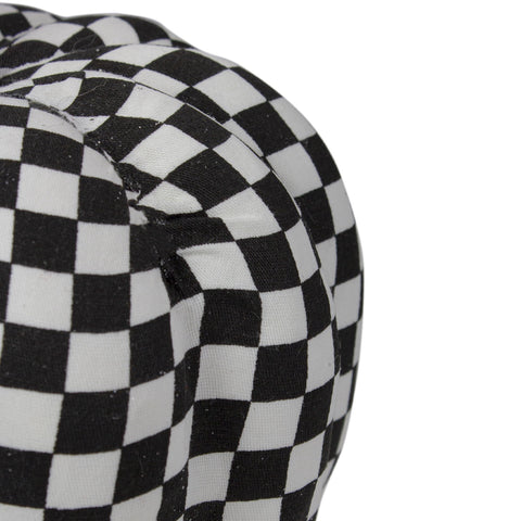 6.5" White and Black Plaid Fall Harvest Tabletop Pumpkin