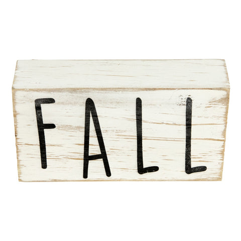 6" White Washed Wood Autumn Harvest Fall Sign