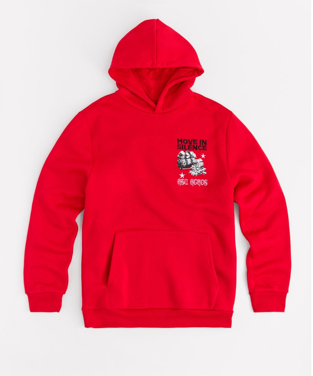  Reason Clothing Hustle Over Hype Embroidered Hoodie - Red - RED - Bonton