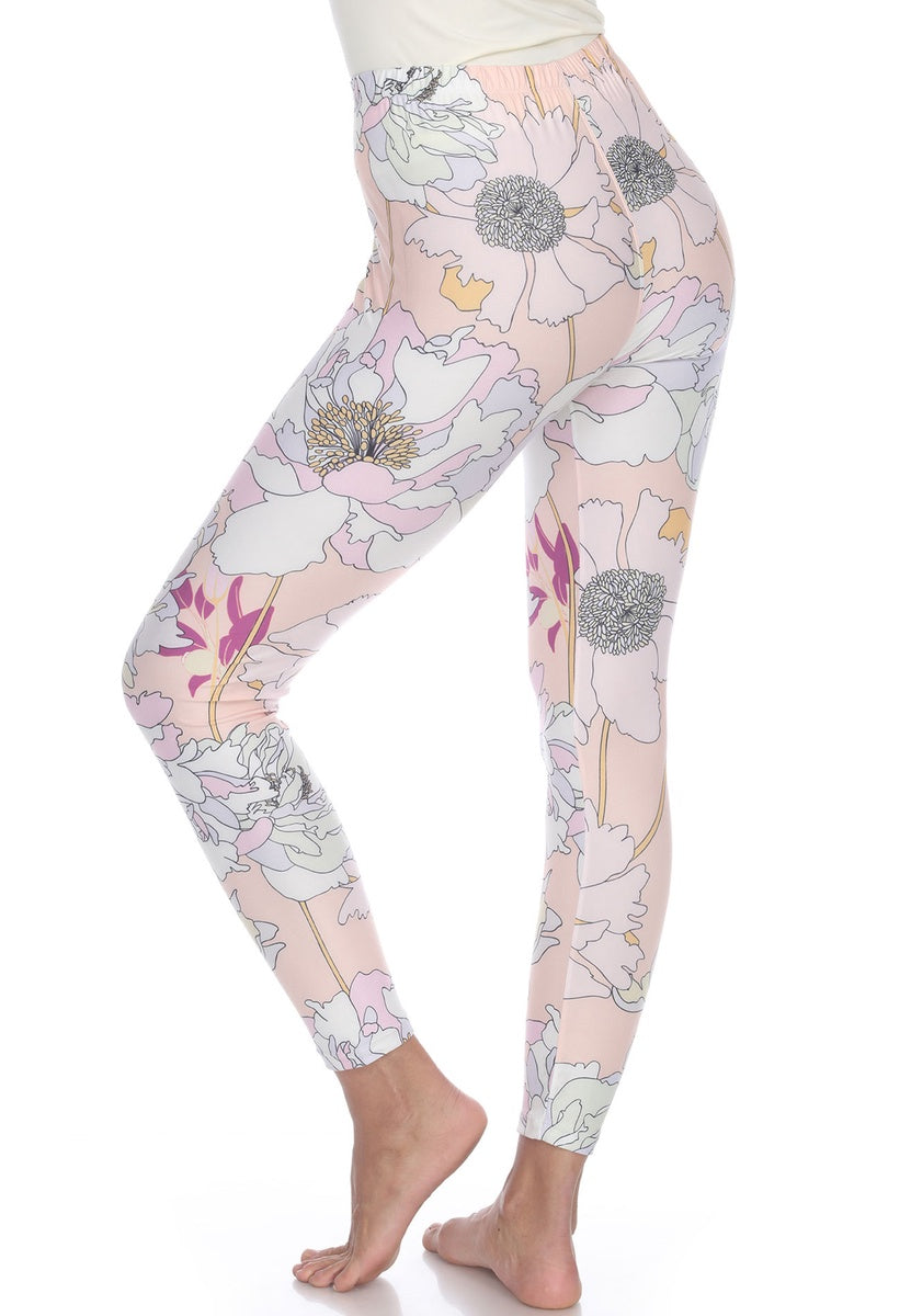  White Mark Super Soft Tropical Printed Leggings - one size - Bonton