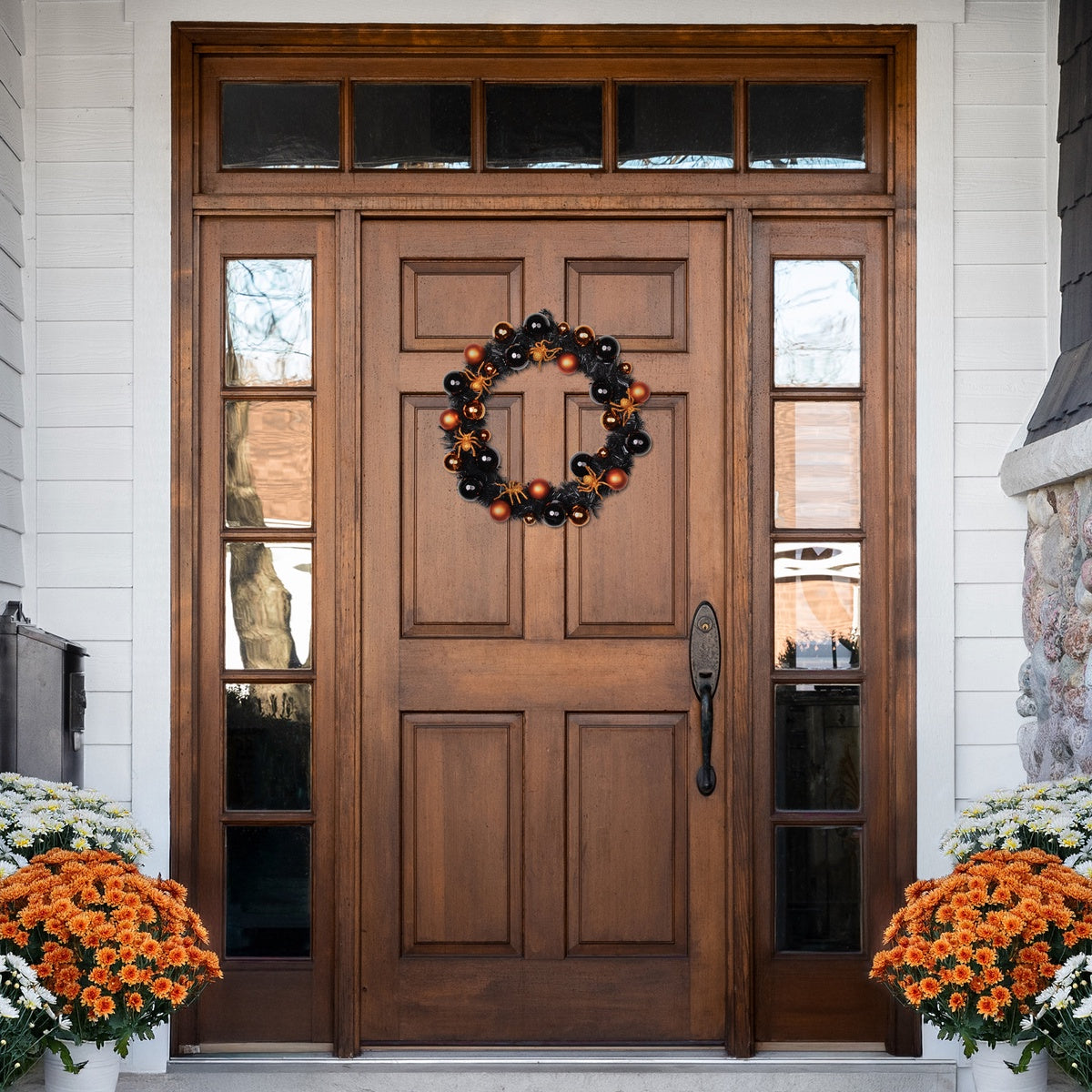  Northlight Spiders and Ornaments Halloween Wreath - 18
