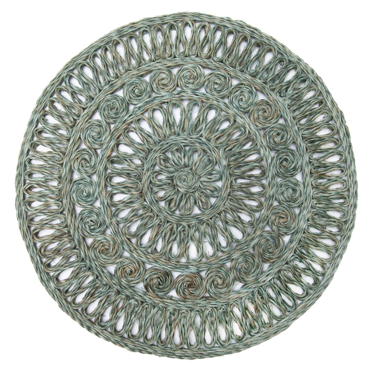  Caravan Circolo Abaca Round Placemat - Set of 4 - Aqua - Bonton