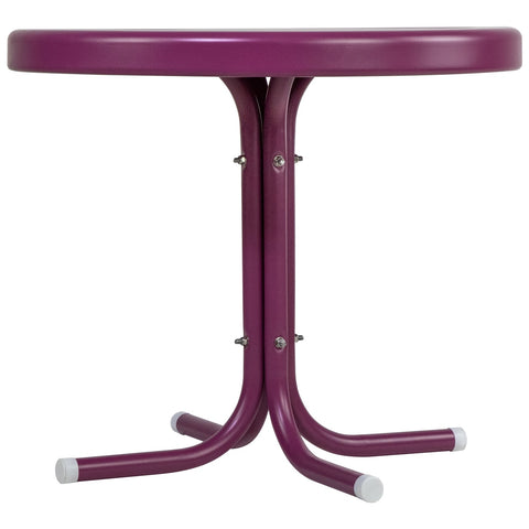 22" Outdoor Retro Tulip Steel Side Table  Purple