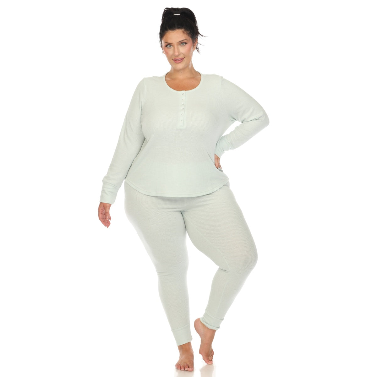  White Mark Plus Size Waffle Pajama Set - 1X - Bonton