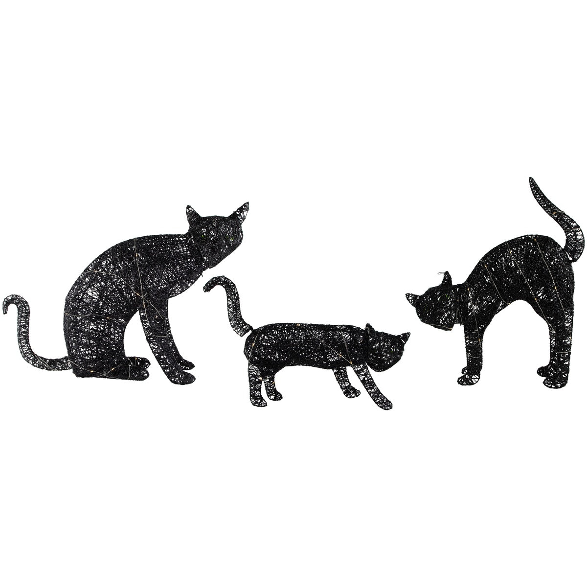  Northlight Set of 3 LED Lighted Black Cat Family Outdoor Halloween Decorations 27.5