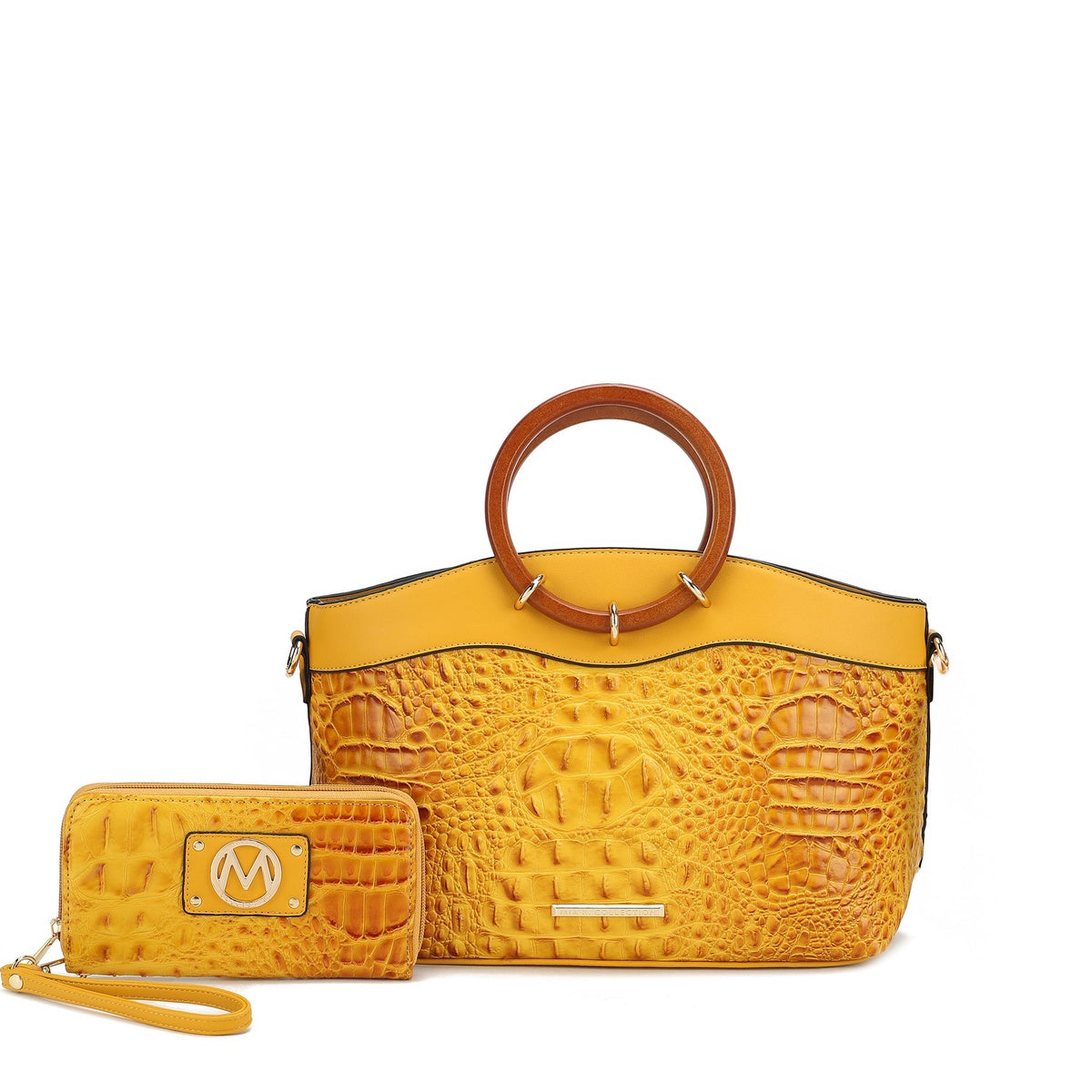  MKF Collection Phoebe Tote Bag and Wallet Set - Croco Black - Bonton
